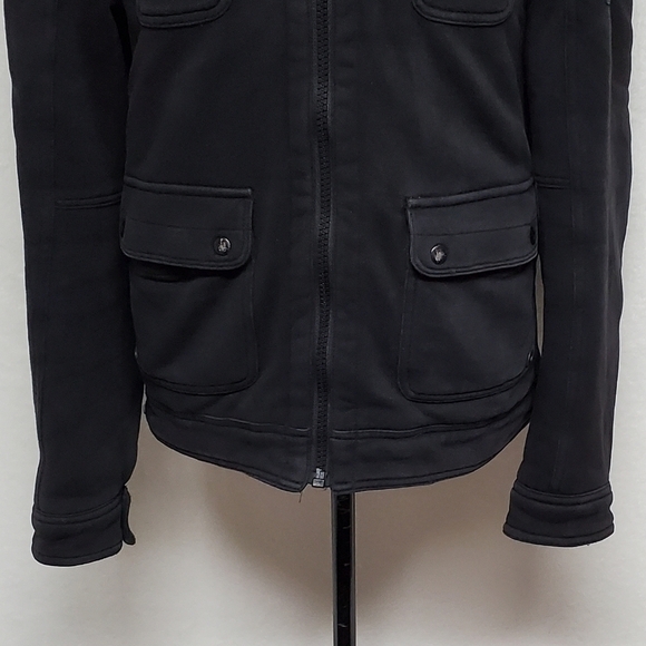 DIESEL Washed Black Multi-Pocket Insulated Full-zip Jersey Cotton Utility Jacket - Picture 7 of 16